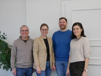 Das Mathe-Team des Projekts MINT-ProNeD: Prof. Dr. Markus Vogel, Prof. Dr. Marita Friesen, Florian Bogda, Elif Özel.