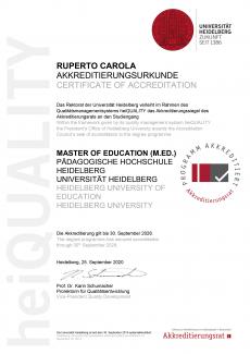 Akkreditierungsurkunde Master of Education