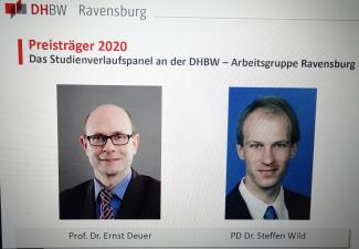 Screenshot mit Porträts der Preisträger Prof. Dr. Ernst Deuer und PD Dr. Steffen Wild 