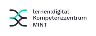 Links ein stilisiertes Netz in Schwarz mit einem einzelnen türkisfarbenen Faden, rechts Schriftzug „lernen:digital Kompetenzzentrum MINT“