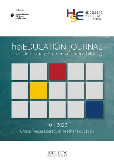 Cover der 10. Ausgabe des heiEDUCATION Journals. Text: heiEDUCATION JOURNAL – Transdisziplinäre Studien zur Lehrerbildung. Critical Media Literacy in Teacher Education